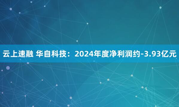 云上速融 华自科技：2024年度净利润约-3.93亿元
